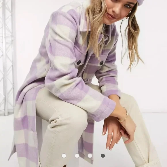 Violet Romance Checked Longline Shacket - Picture 3 of 3